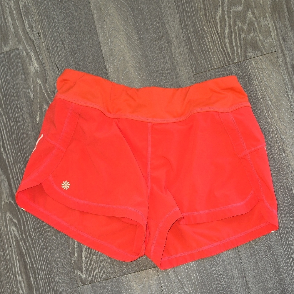 Athleta Ready Set Neon Orange Running Shorts - Picture 5 of 5